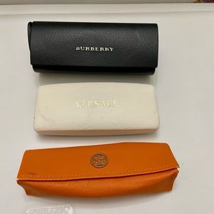 Three Sunglasses Cases- Burberry, Tory Burch and Versace
